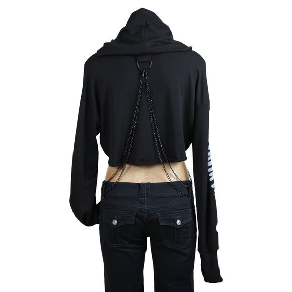 Reflective Graphic Chain Cropped Hoodie - Picture 16 of 16